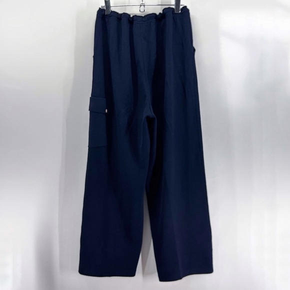 St. John Sport Navy Santa Knit Wide Leg High Waist Joggers Wool Medium - Picture 2 of 7